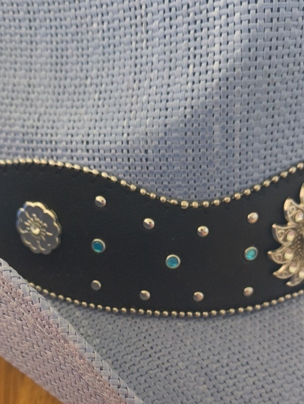 Light Blue Cowboy Hat with Decorative Black Band - Picture 4 of 6